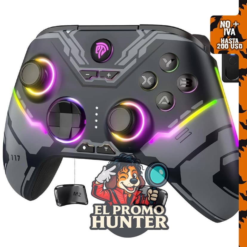 EasySMX X15 Controlador Inalámbrico para PC y Steam, Efecto Hall, Negro