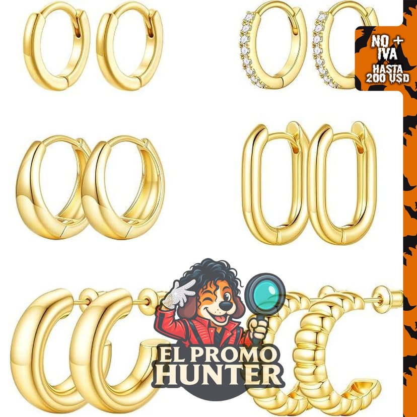 Aretes de aro de oro hipoalergénicos Turandoss, chapados en oro de 14 quilates.