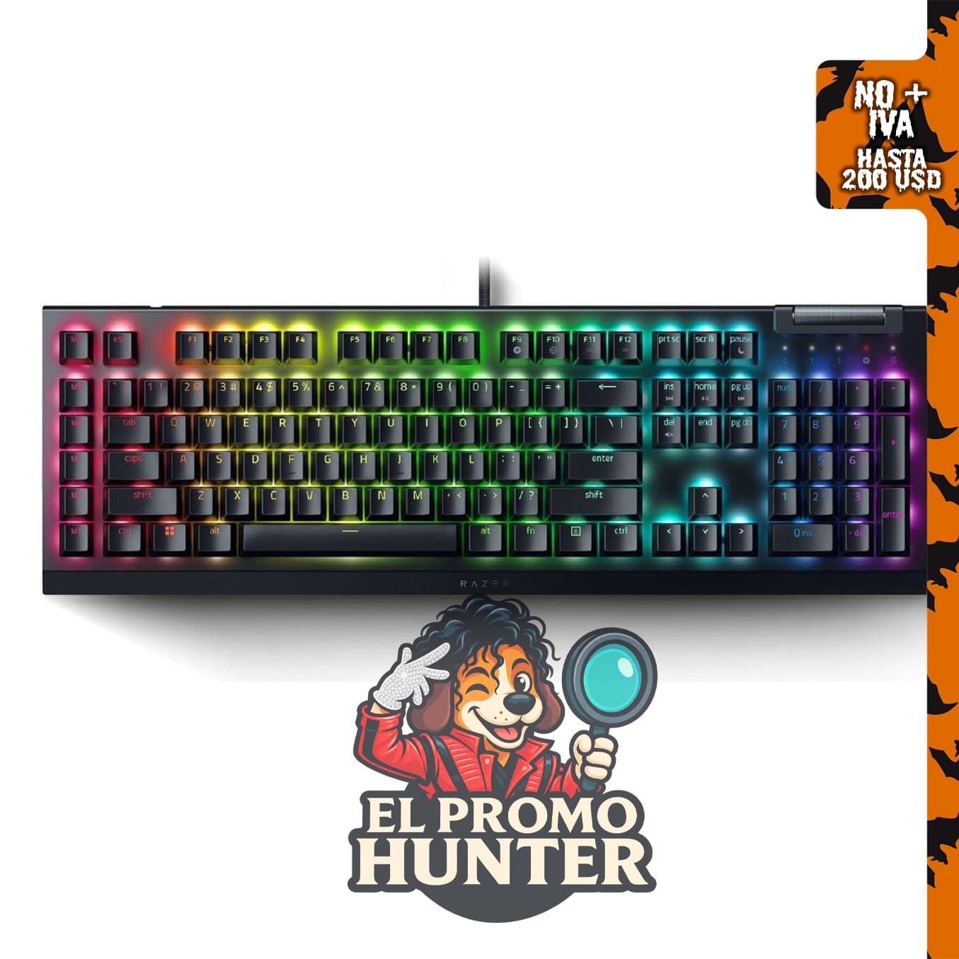 Razer BlackWidow V4 X Teclado mecánico para juegos con interruptores amarillos.