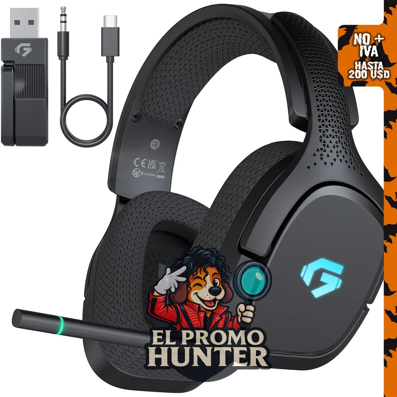 AOC Auriculares inalámbricos para juegos de 2,4 GHz para PS5, PC y Switch.