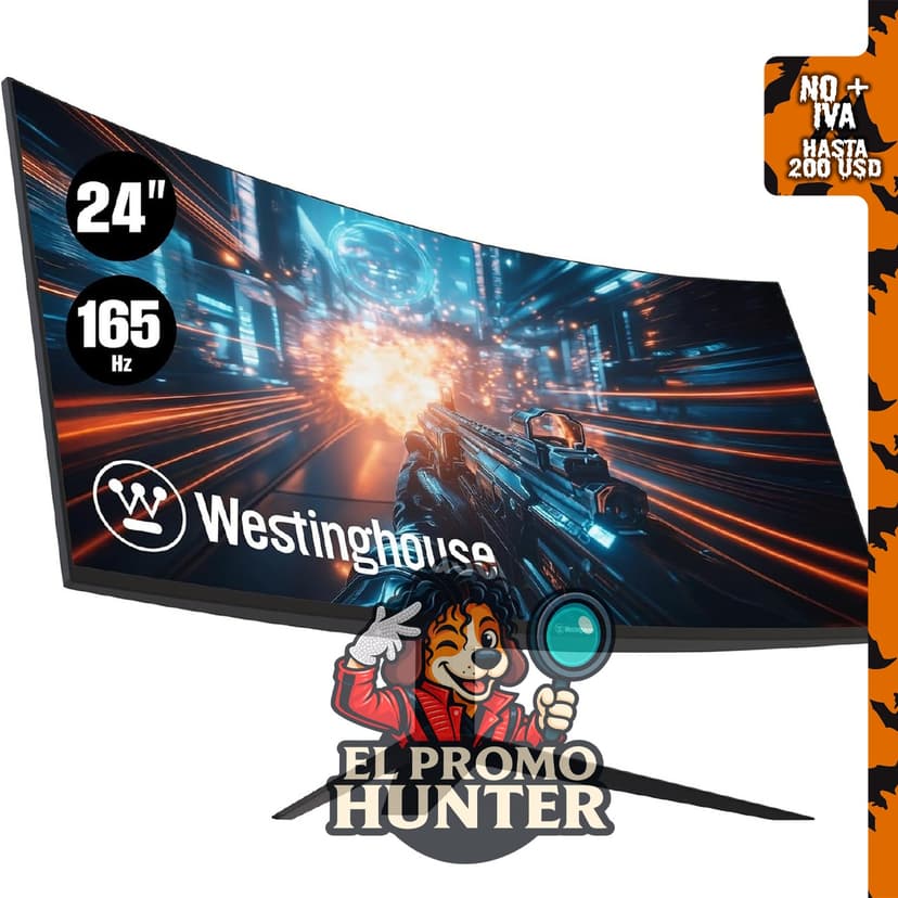 Monitor curvo Westinghouse de 24" (61 cm) para juegos, 165Hz, 1ms, FHD 1080P, relación de contraste 3000:1.