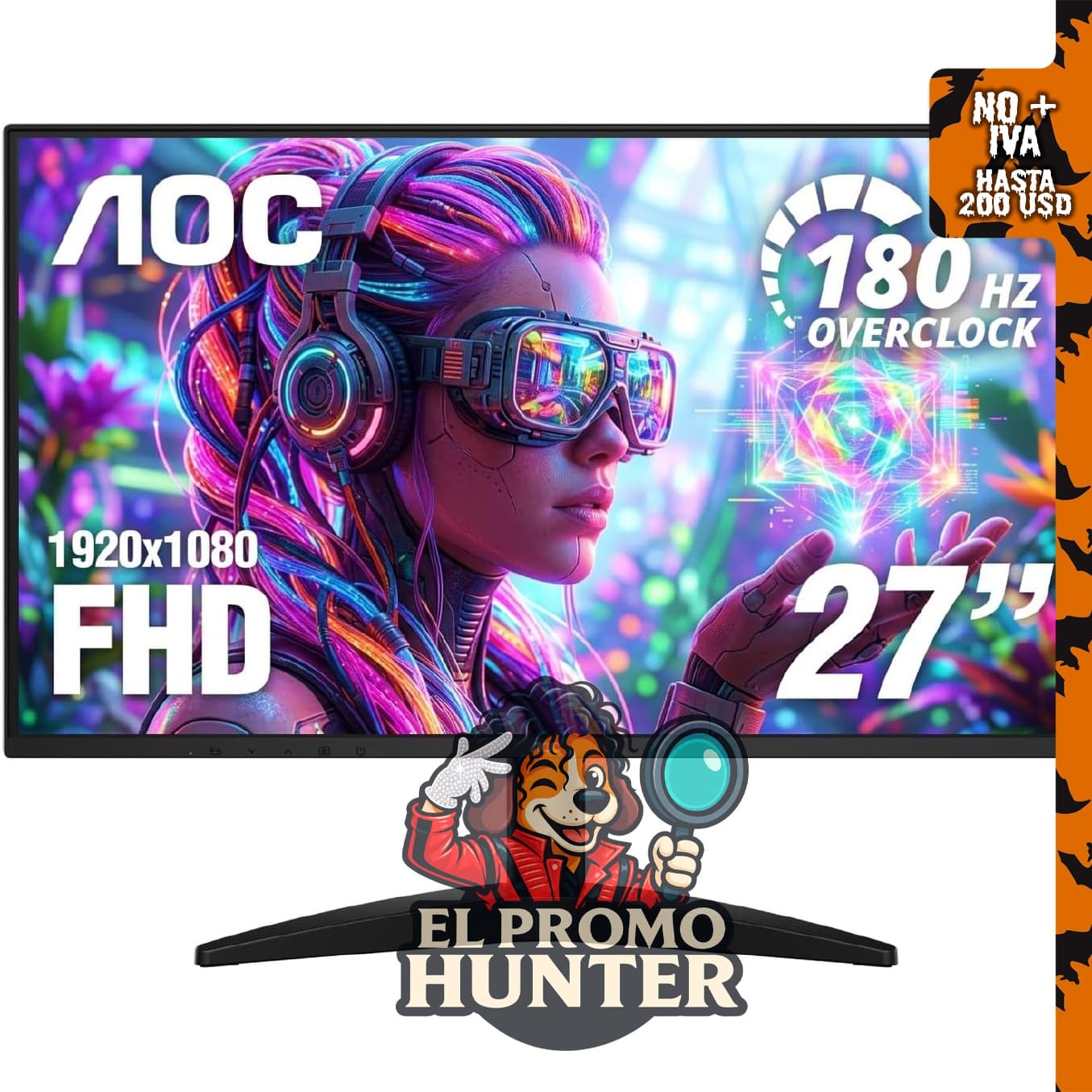 Monitor AOC de 27" (68.58 cm) FHD 180Hz VA HDR Ready.