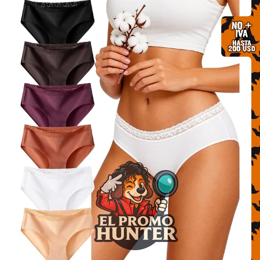 Ropa interior de algodón para mujer, paquete de 6 bragas.