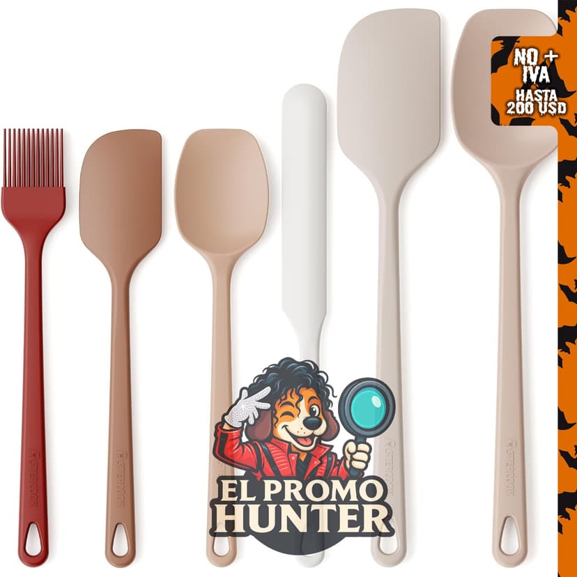 Astercook juego de espátulas de silicona de 6 piezas, resistentes al calor hasta 560 °F, con núcleo de acero inoxidable.