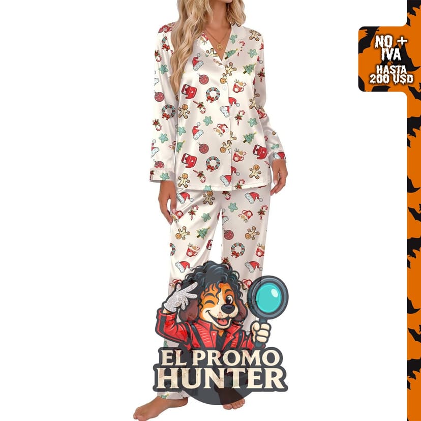 Ekouaer Pijama de satén para mujer, conjunto de 2 piezas de seda de manga.