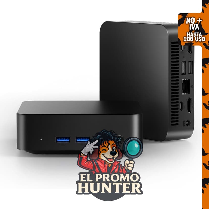 Mini PC N3150 con 8GB RAM y 256GB SSD, procesador de 4 núcleos a 2.08GHz, conectividad WiFi 5 y Bluetooth 4.2.