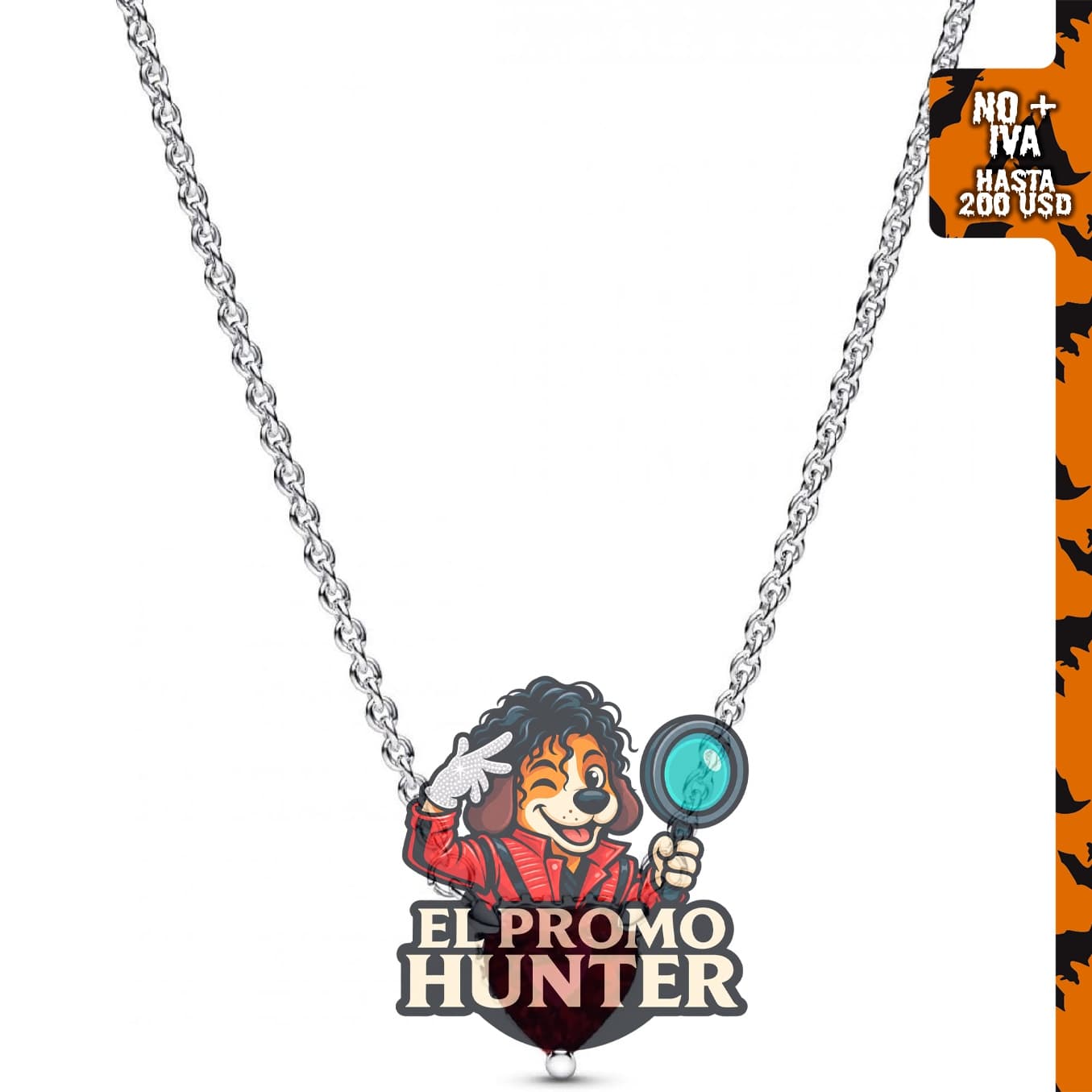 PANDORA Collar Timeless 392542C01-45 con diseño de corazón rojo.