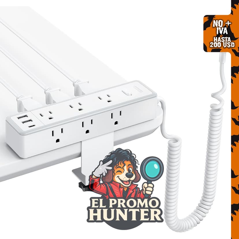 NTONPOWER Regleta de alimentación con abrazadera de escritorio de 10 pies, 30 W, estación de carga rápida USB C.