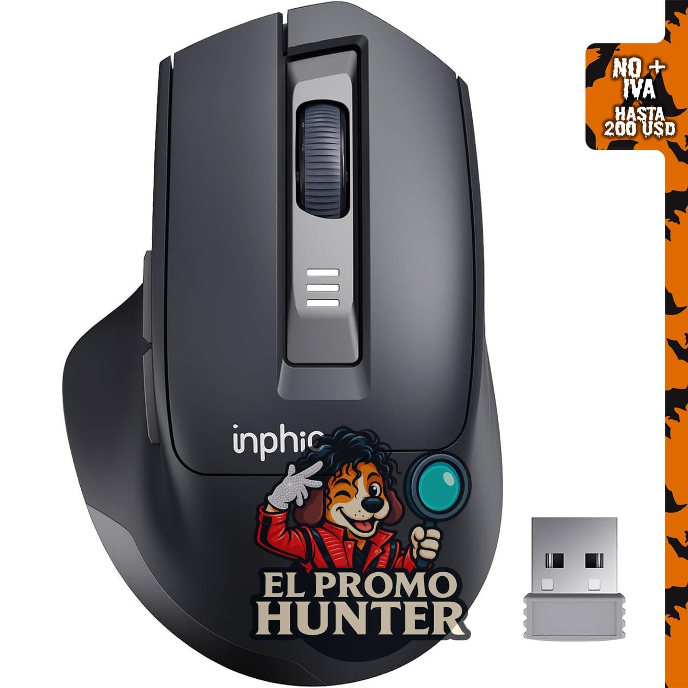 Ratón inalámbrico INPHIC 2.4G recargable de clic silencioso para ordenador.