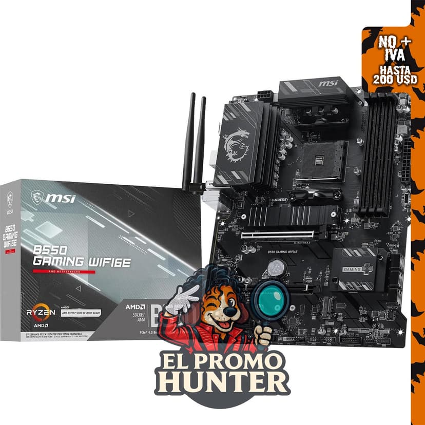 Placa base MSI B550 Gaming WIFI6E ATX, compatible con procesadores AMD Ryzen 3000/4000/5000.