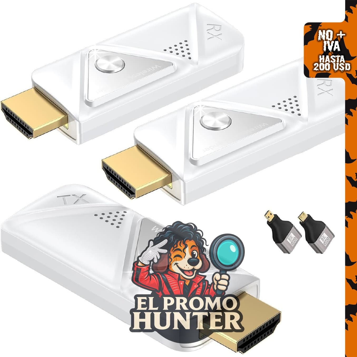 Transmisor HDMI inalámbrico y 2 receptores, 4K con salida 1080P.