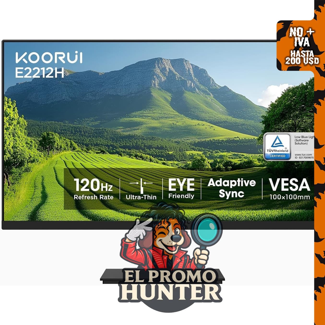 Monitor KOORUI 22" FHD 120Hz VA, compatible con VESA.
