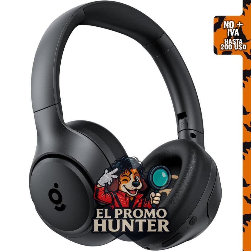 Auriculares wegear híbridos con cancelación activa de ruido, Bluetooth 5.4, plegables y sobre la oreja.