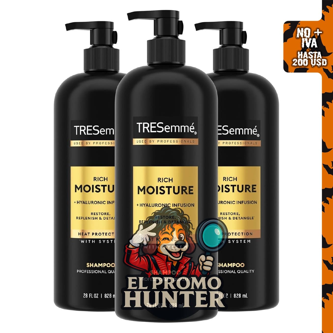 TRESemmé Champú hidratante de humedad rica para cabello seco, 28 oz (3 unidades).
