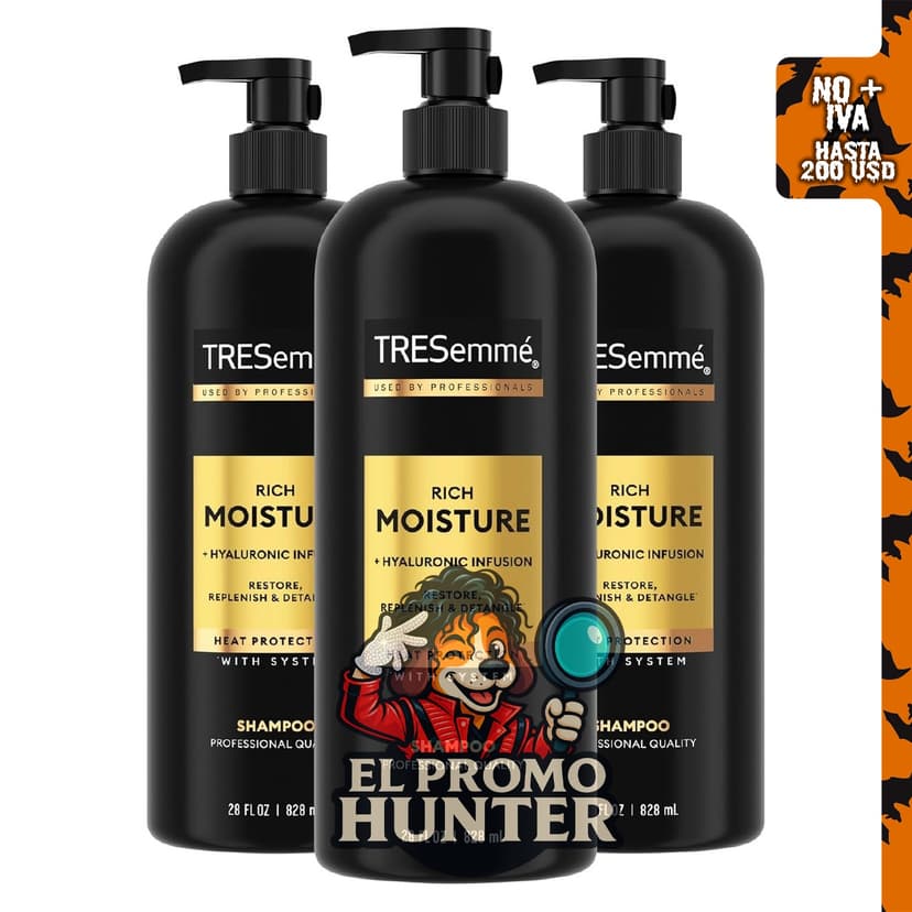 TRESemmé Champú hidratante de humedad rica para cabello seco, 28 oz (3 unidades).