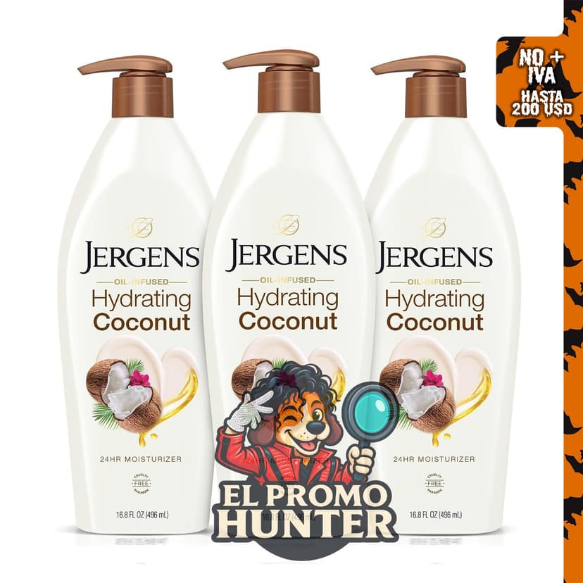 Jergens Hidratante de manos y cuerpo de coco, 473 ml.