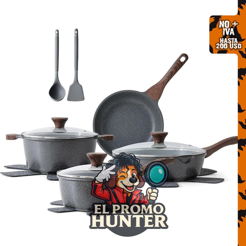 SENSARTE Juego de utensilios de cocina antiadherentes, 13 piezas, ollas y sartenes.