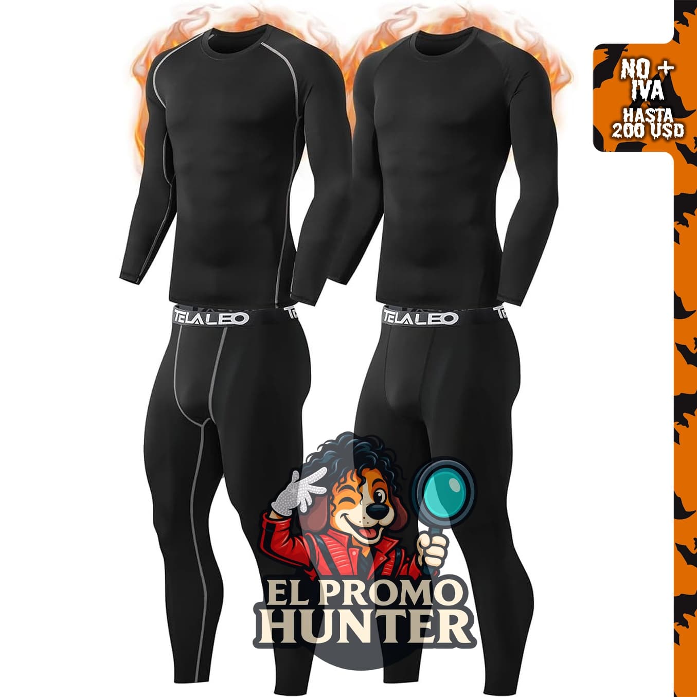 TELALEO Juego de 2 prendas de ropa interior térmica para hombre, incluye camisetas y pantalones largos de forro polar.