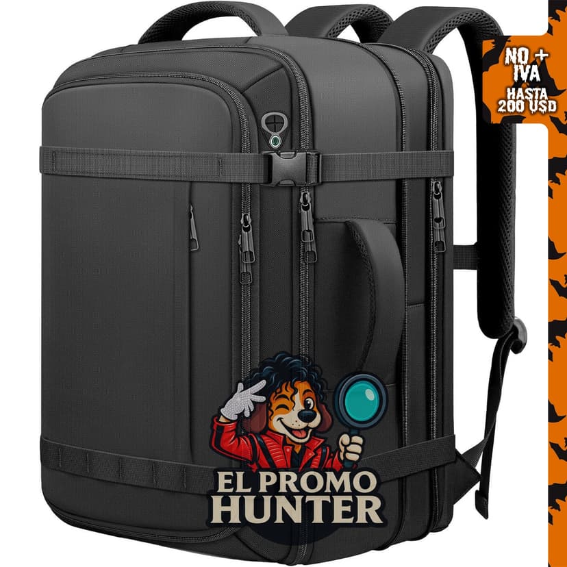 Mochila de mano expandible HULVION de 35–45L para portátil, resistente.