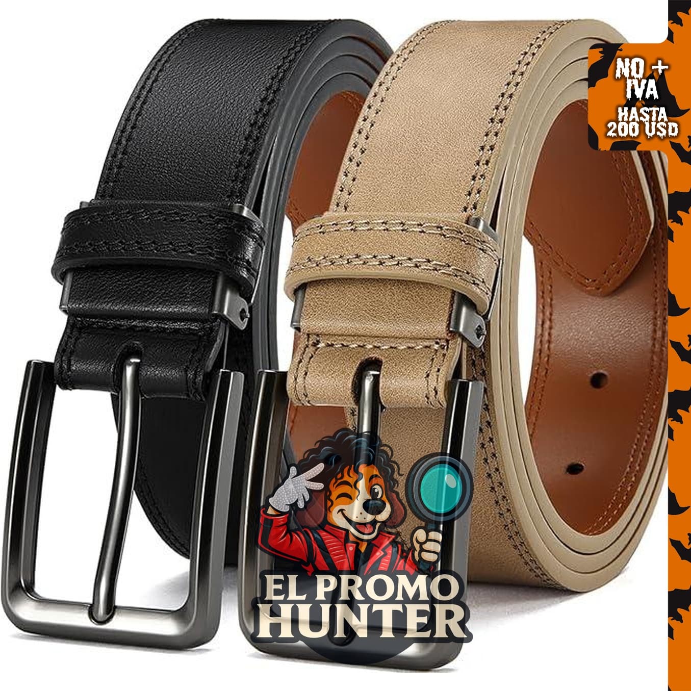 Cinturón de cuero para hombre de piel de vaca auténtica de 1 3/8" (3.5 cm) con ajuste de tamaño rápido.