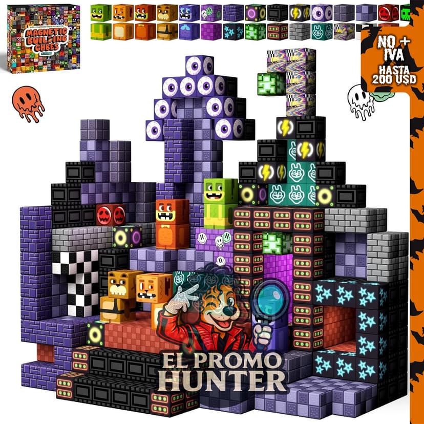 idoot Monster Bear Bloques magnéticos, 100 piezas de juguete de construcción con imán STEM.