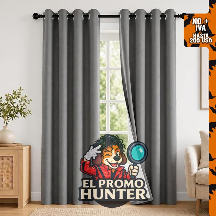 Cortinas 100% opacas (2 paneles) de peso medio con ojales.