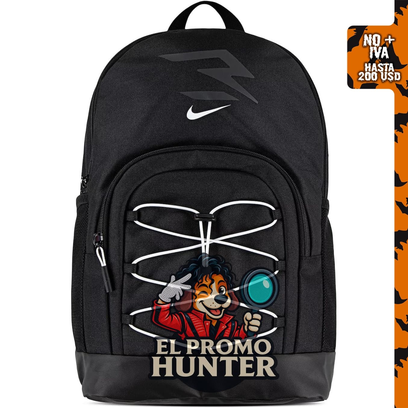 Mochila elástica Blitz Bungee de Nike para niños, color negro/blanco.