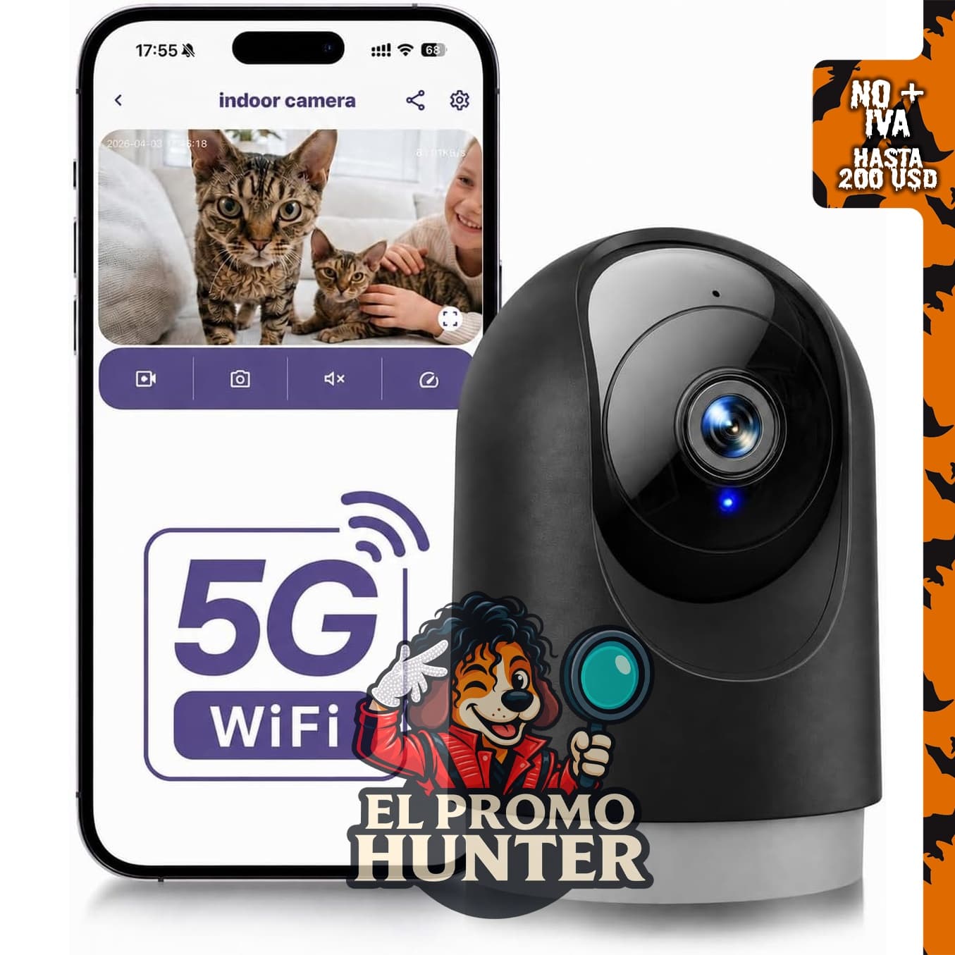 YOTON Cámara interior 2K, cámara para mascotas con monitor de bebé Wi-Fi 5G.