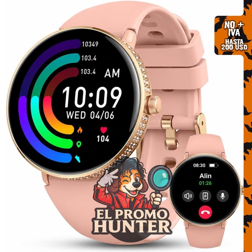 Reloj inteligente NZJLS AMOLED de 1.496 in, compatible con iPhone y Android, monitor de pasos y sueño.