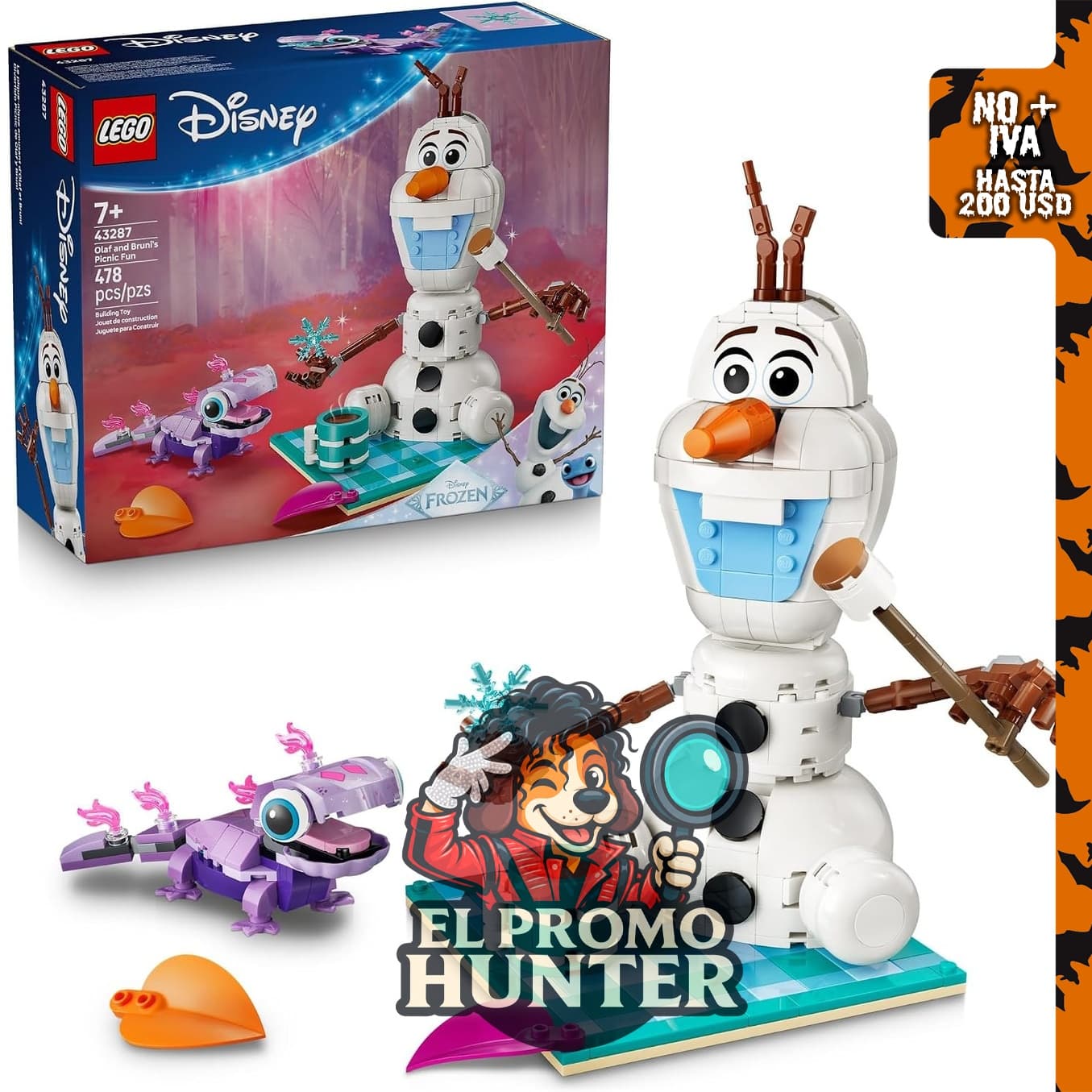 LEGO Disney Frozen Olaf y Bruni's Picnic Fun 43287, juego de construcción.