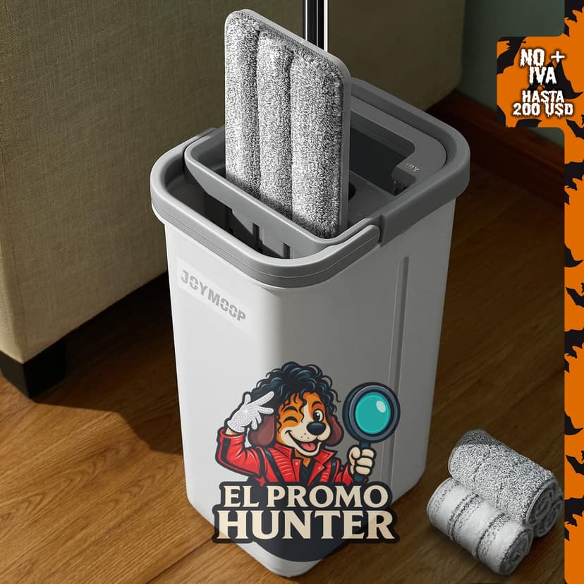 JOYMOOP Juego de trapeador de pared y cubo, incluye 3 almohadillas de microfibra lavables, uso húmedo y seco.