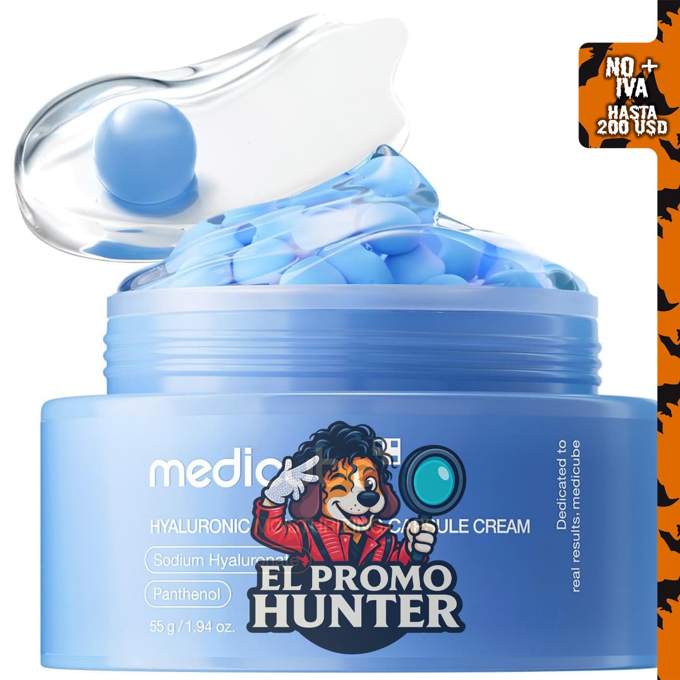 Medicube Crema cápsula con ácido hialurónico para hidratación duradera.