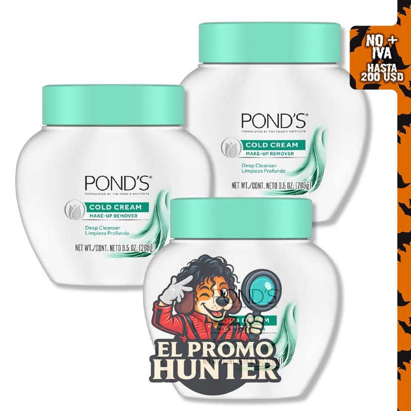 POND'S Crema facial fría, limpiador facial hidratante profundo y removedor de maquillaje, 9.5 oz (3 unidades).