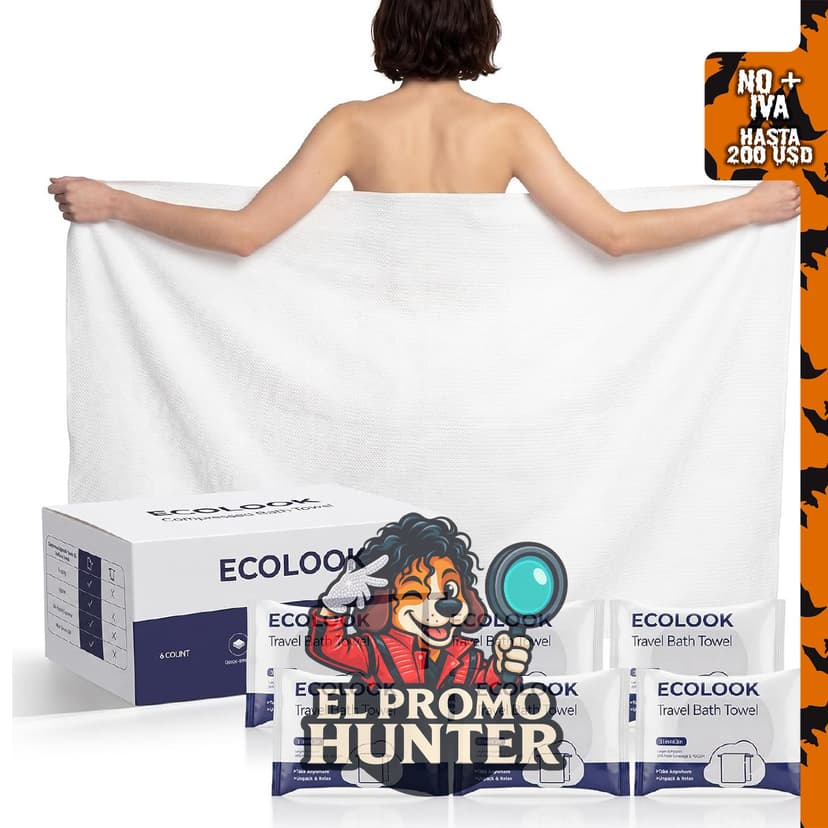 Toallas de baño desechables ecolook, 31 x 63 pulgadas, 90 GSM, fibra vegetal reutilizable.