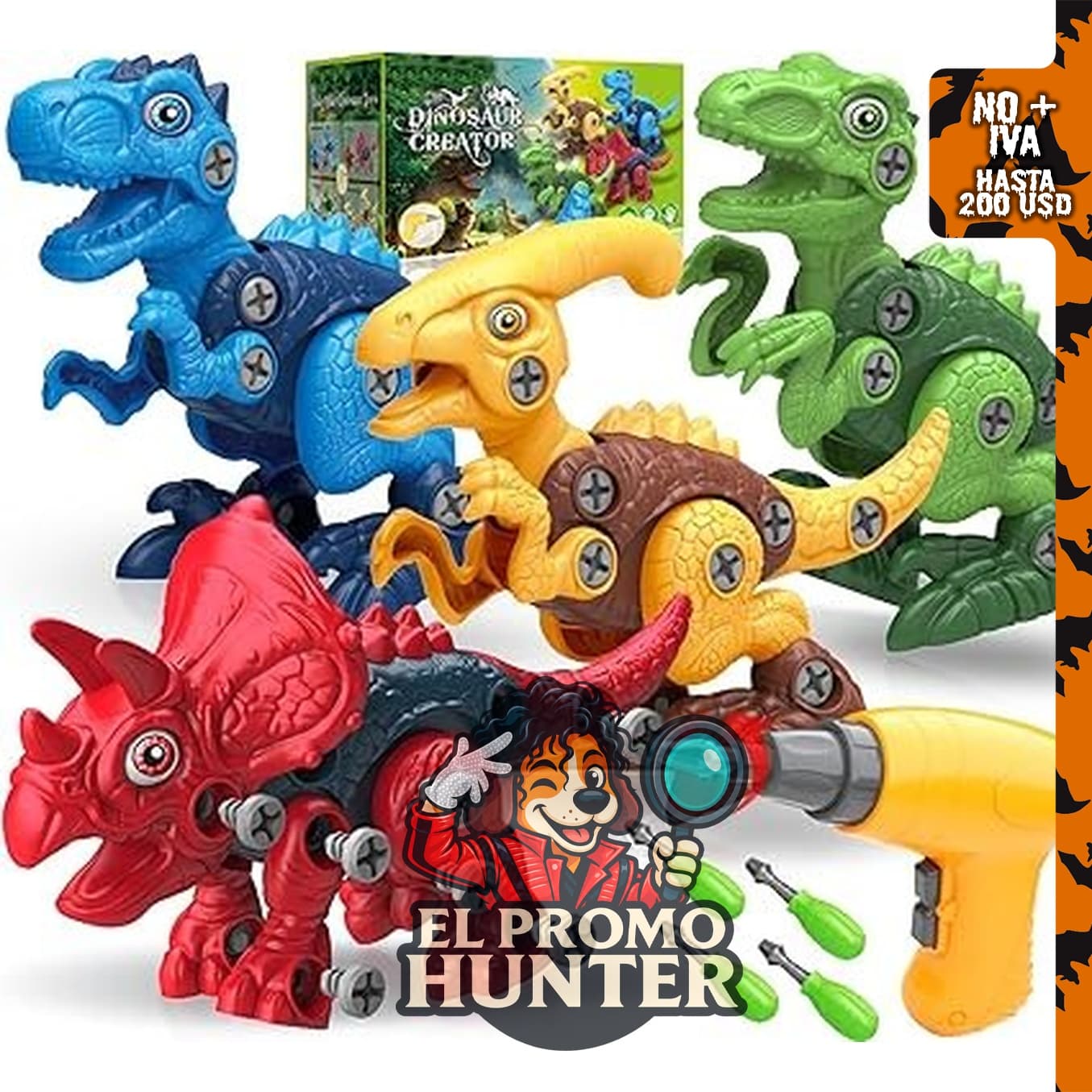 Juguetes de dinosaurio desmontables con taladro eléctrico para niños.