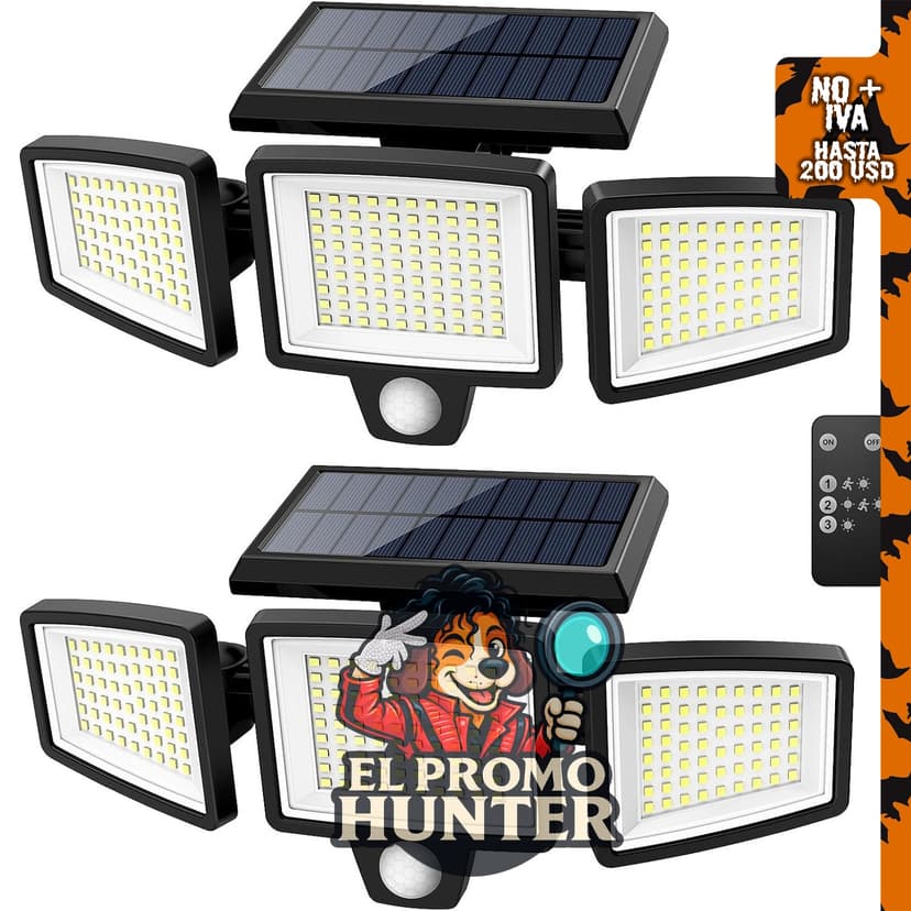 Tuffenough luces solares para exteriores de 2500 lm, 210 luces LED con control remoto y sensor de movimiento.