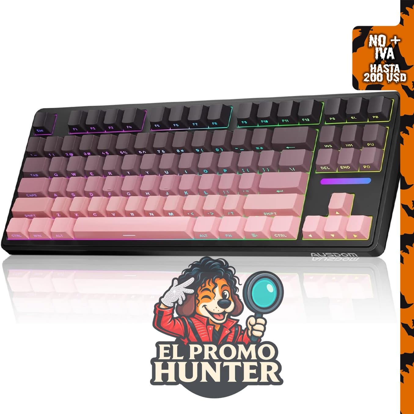AUSDOM H87 Teclado mecánico inalámbrico para juegos, 75%, tres modos de conexión.