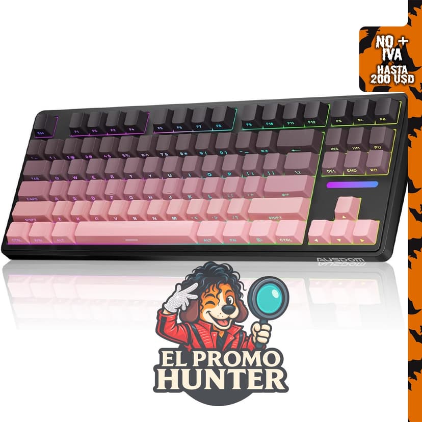 AUSDOM H87 Teclado mecánico inalámbrico para juegos, 75%, tres modos de conexión.