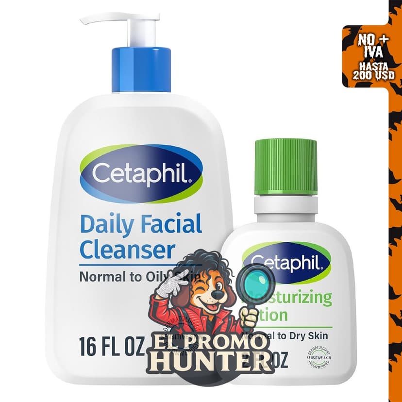Cetaphil Limpiador facial diario, lavado facial suave y loción, 473 ml.
