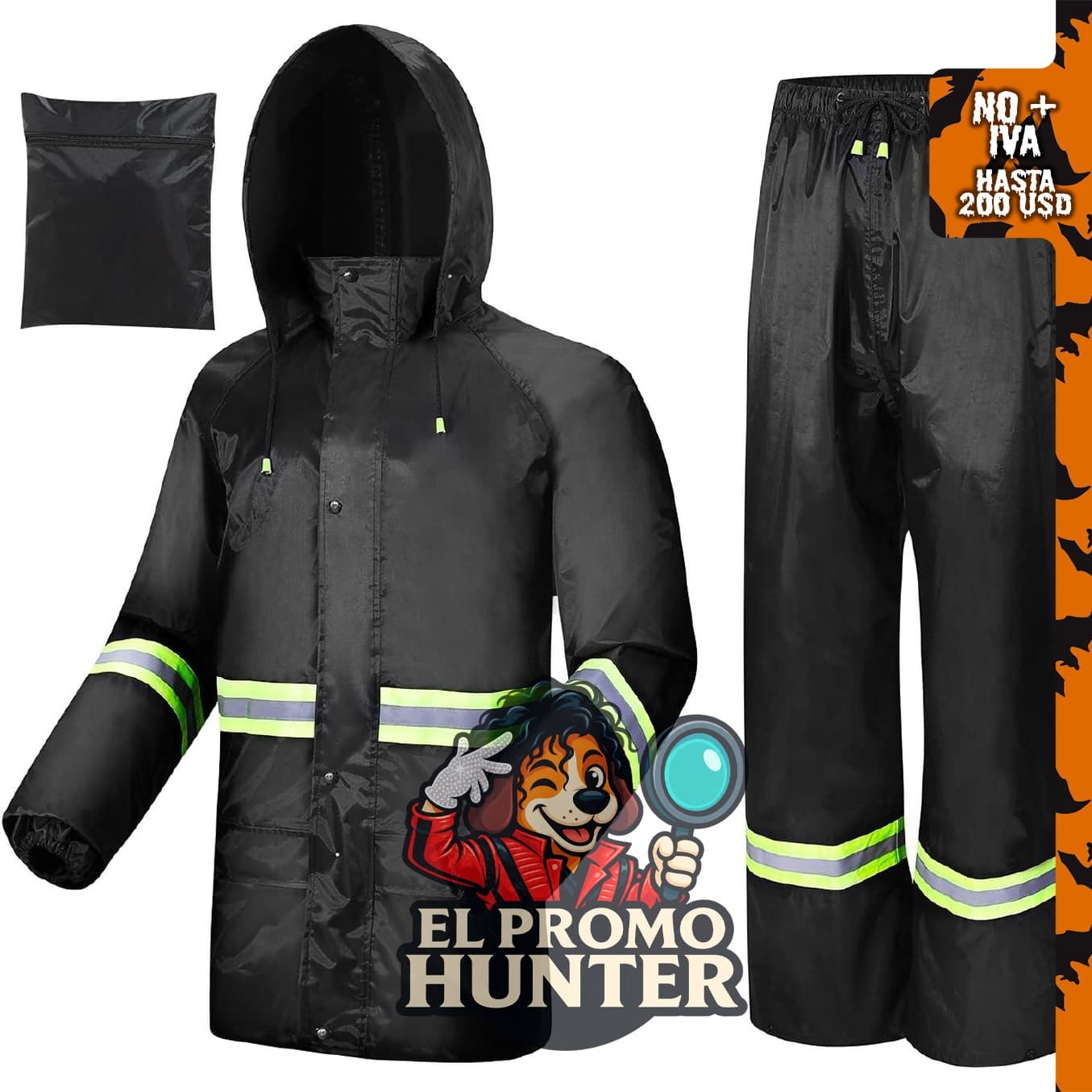 Trajes de lluvia impermeables y transpirables para hombres y mujeres, con tira reflectante.