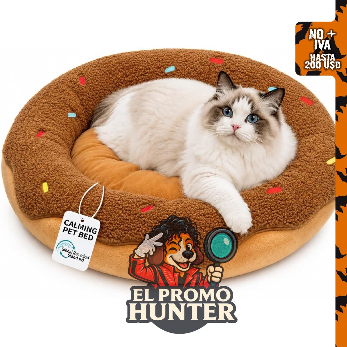 Cama calmante para gatos de interior, lavable.