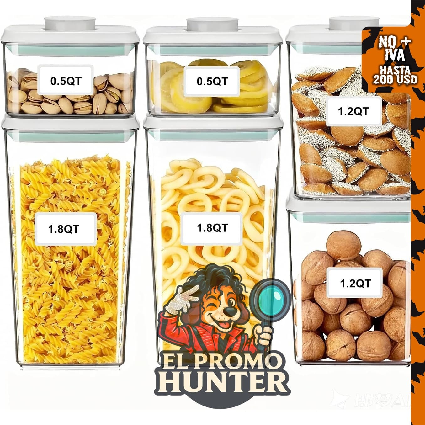 Contenedores Pop con tapas apilables para almacenamiento.
