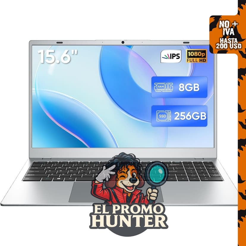 Laptop 2026 Lightweight de 15.6", 8GB RAM, 256GB SSD.