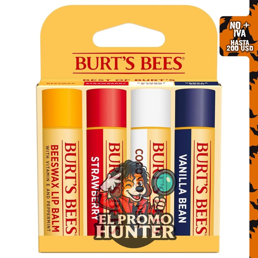 Burt's Bees Bálsamo labial, paquete de sabor clásico, 4 tubos de 0.15 oz (4.25 g) cada uno.