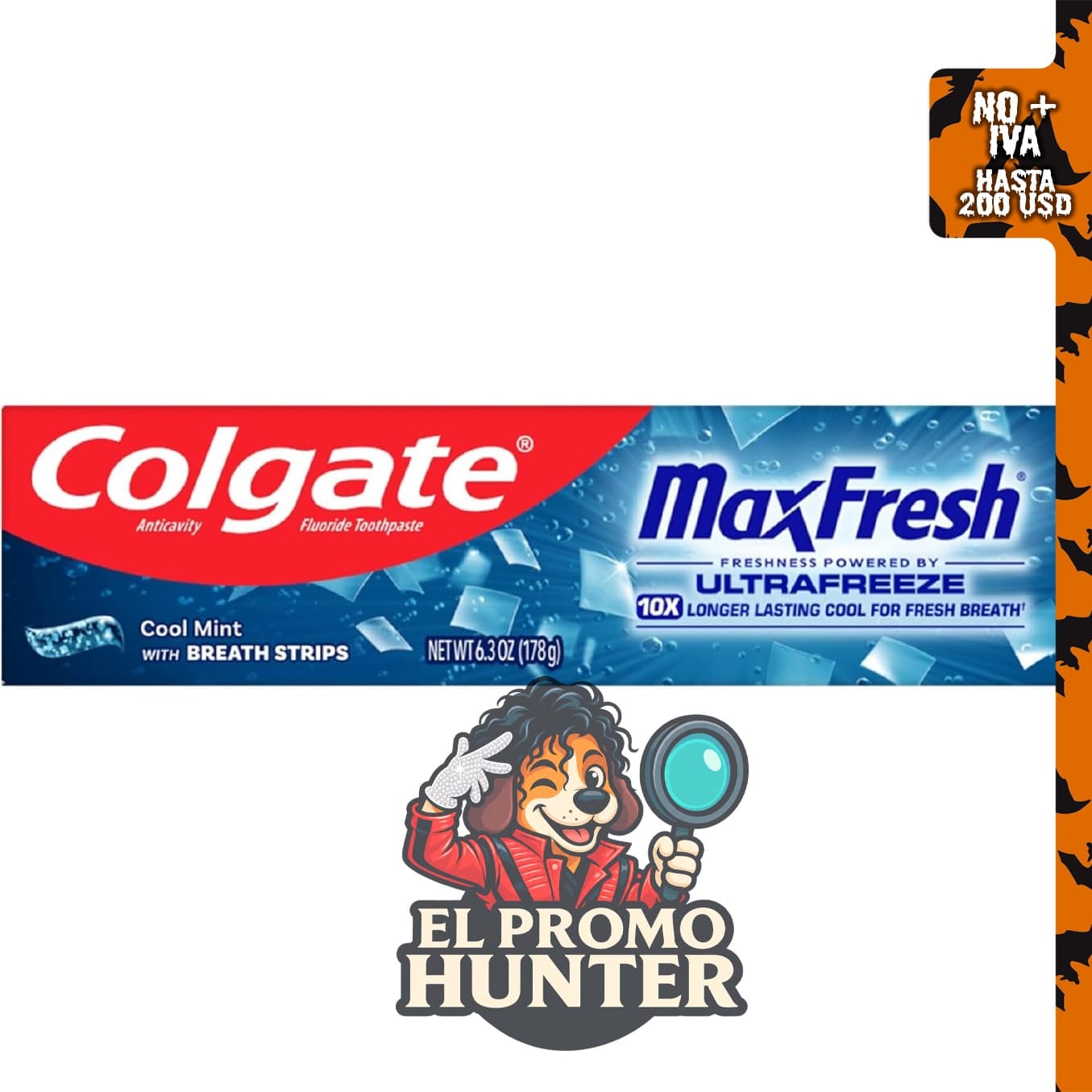 Colgate MaxFresh Pasta de dientes con flúor, menta fresca, 178 g.