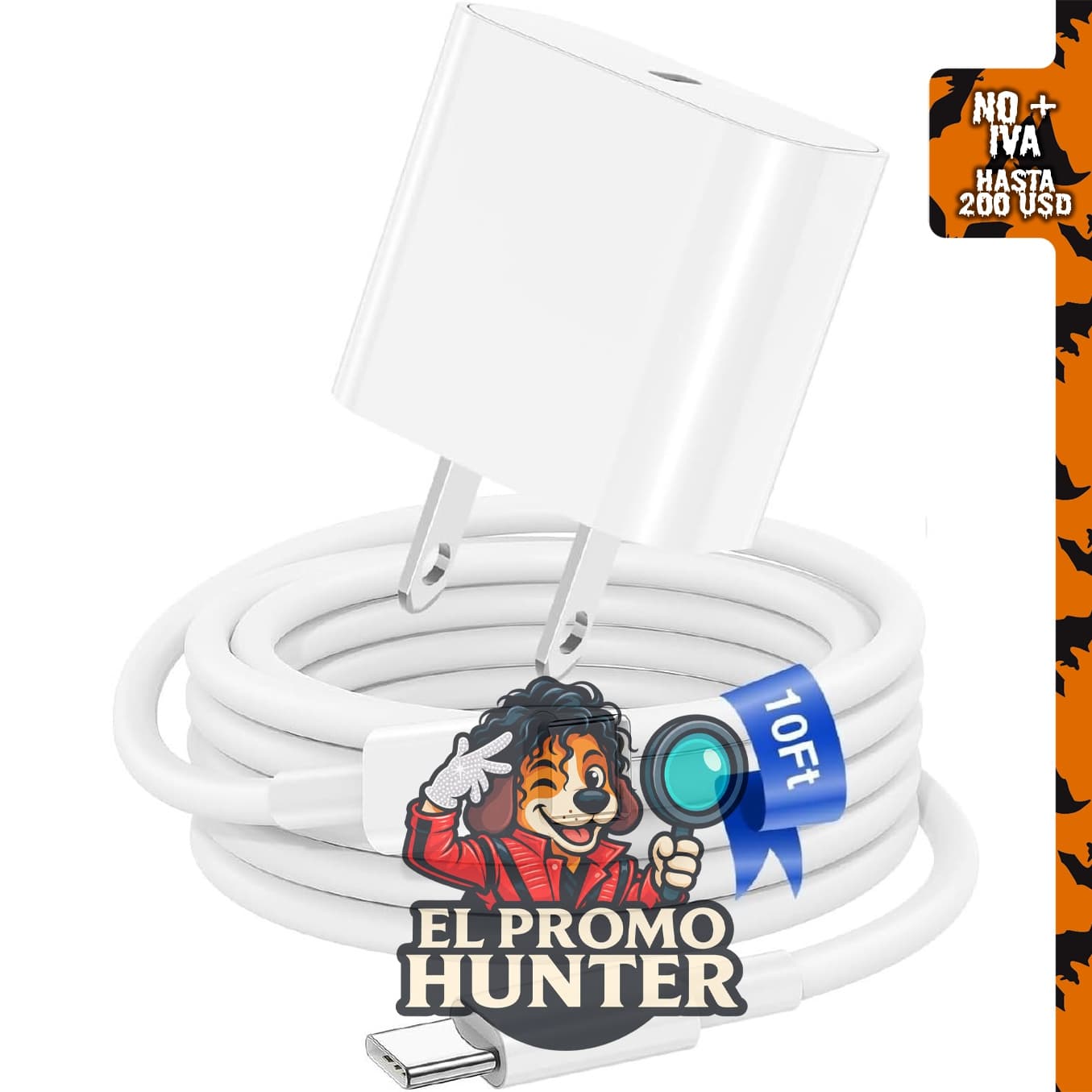 Bloque de carga rápida USB C de 20 W para iPhone 18, 17, 16, 15 y cable tipo C a C de 10 pies.