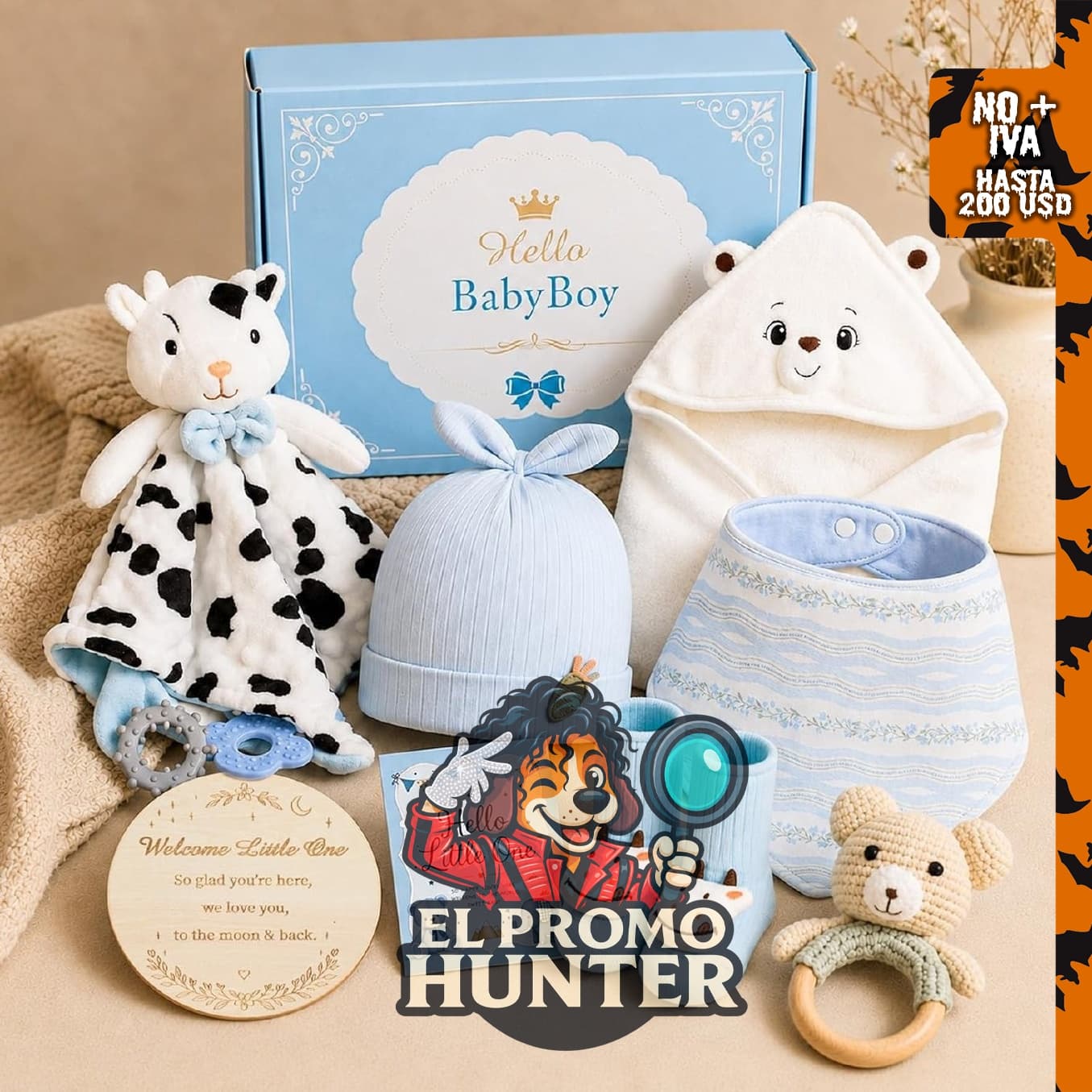 Juego de regalo de 8 piezas para bebé, ideal para baby shower.
