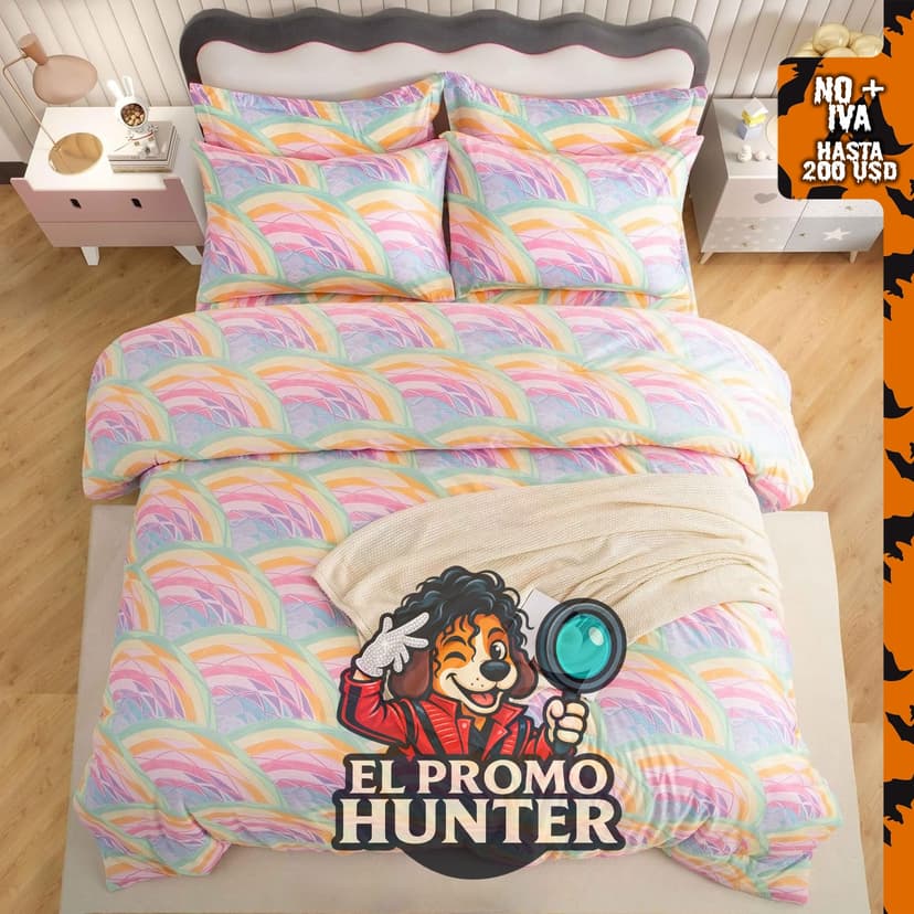 SDY Juego de 7 piezas de edredón para niños, incluye edredón, sábana ajustada, sábana plana y fundas de almohada.