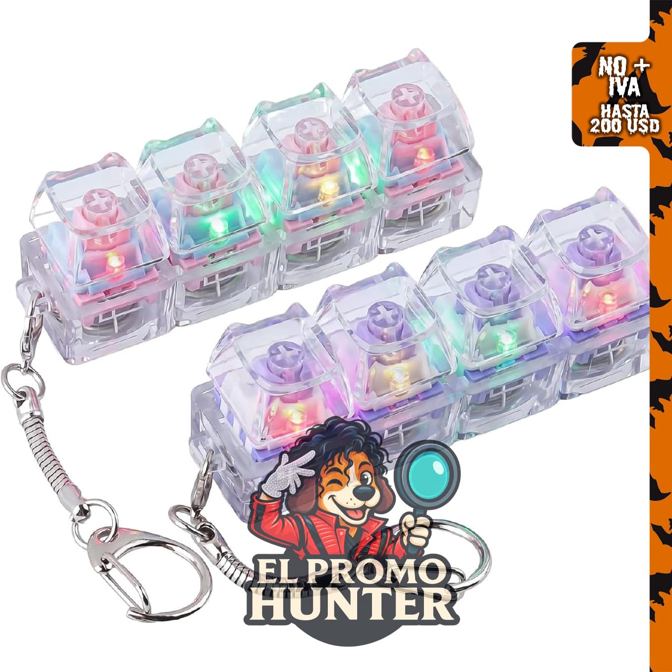 Teclado Fidget clicker con luces LED, set de 2 piezas.