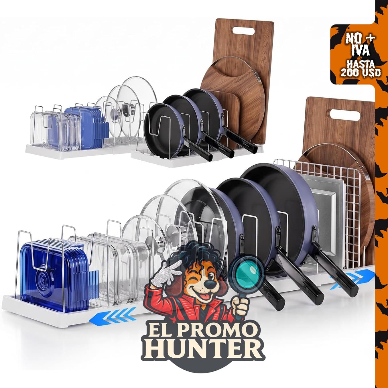seasky Sartenes expandibles y organizador de tapa para armario y encimera.